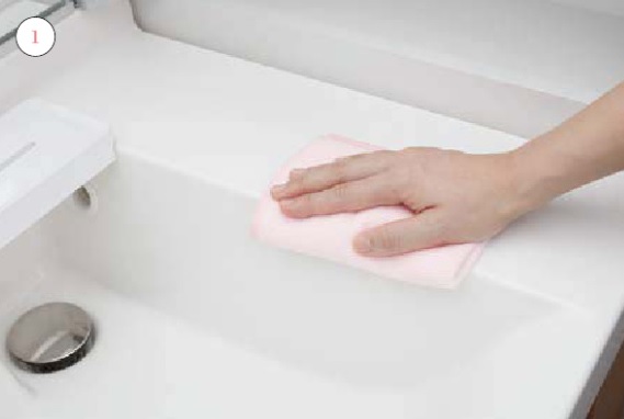 洗面室カウンター_お手入れの仕方画像