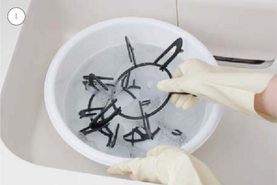 キッチン加熱機器（しつこい汚れ）_お手入れの仕方画像①